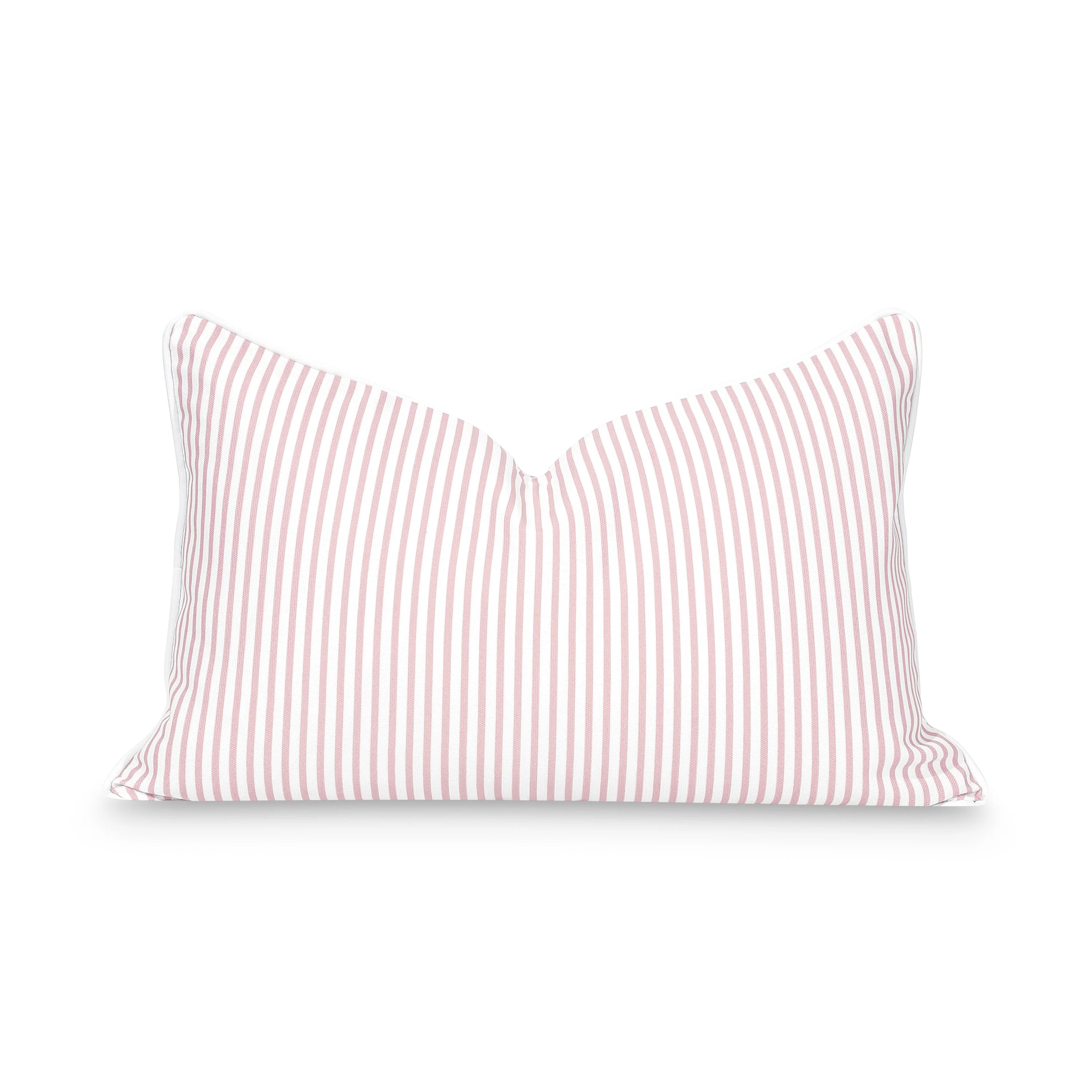 Coastal Indoor Outdoor Lumbar Pillow Cover, Stripe, Blush Pink, 12 | Hofdeco