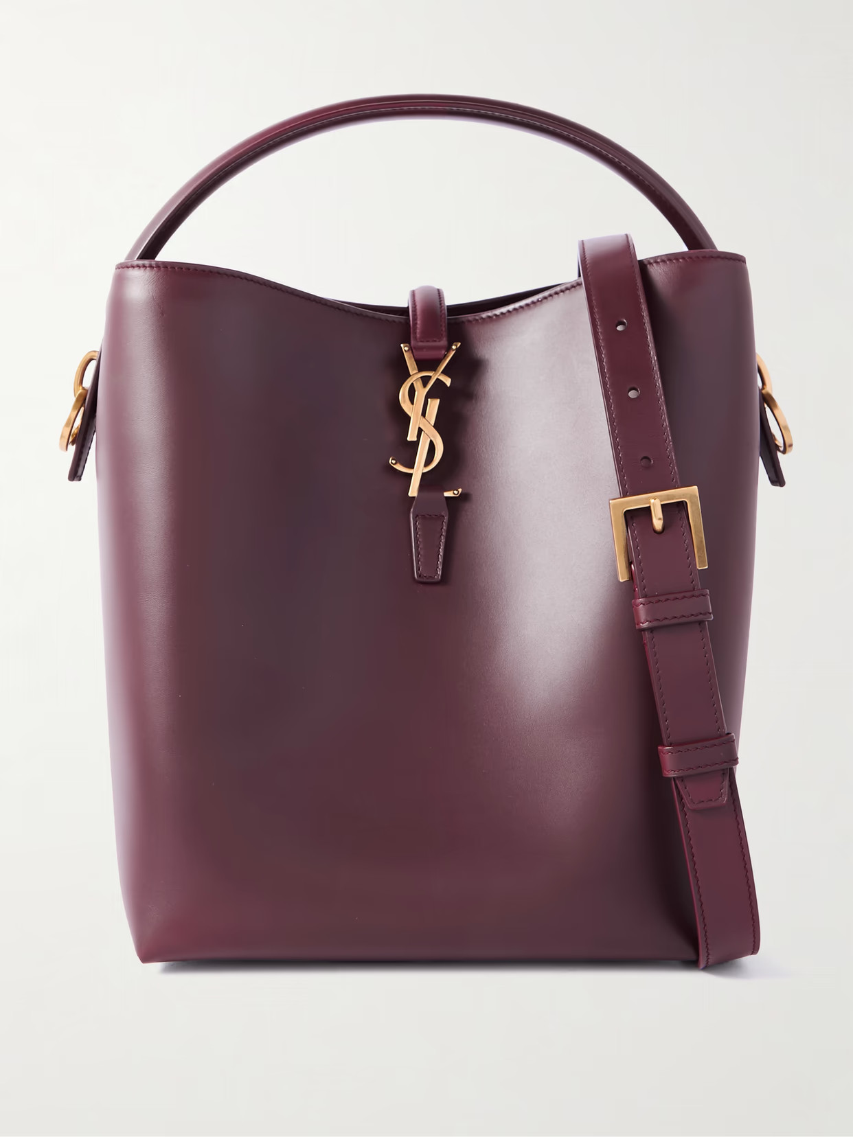 SAINT LAURENT - Le 37 Leather Bucket Bag - Burgundy | NET-A-PORTER (US)