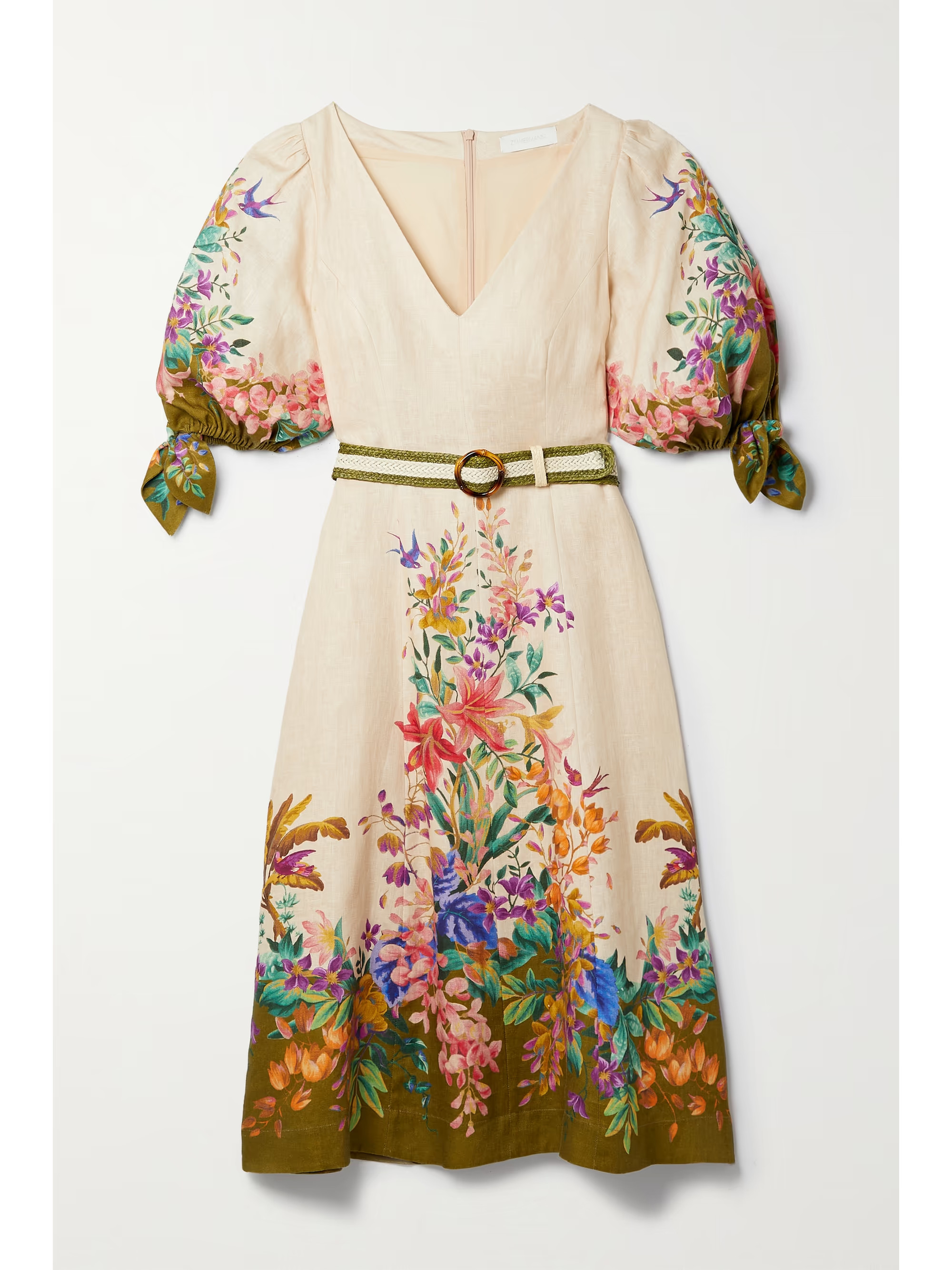 Tropicana belted floral-print linen dress | NET-A-PORTER (US)