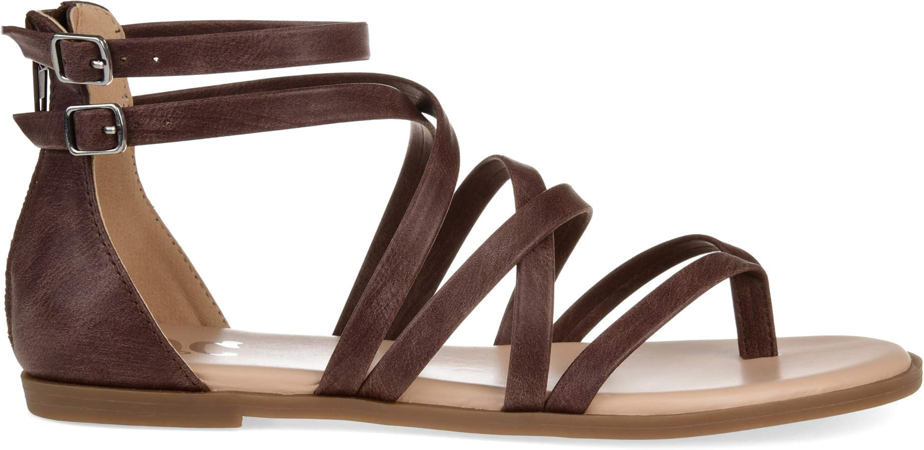 Brinley Co Comfort Womens Dual Buckle Gladiator Sandal Brown, 8 Regular US | Amazon (US)