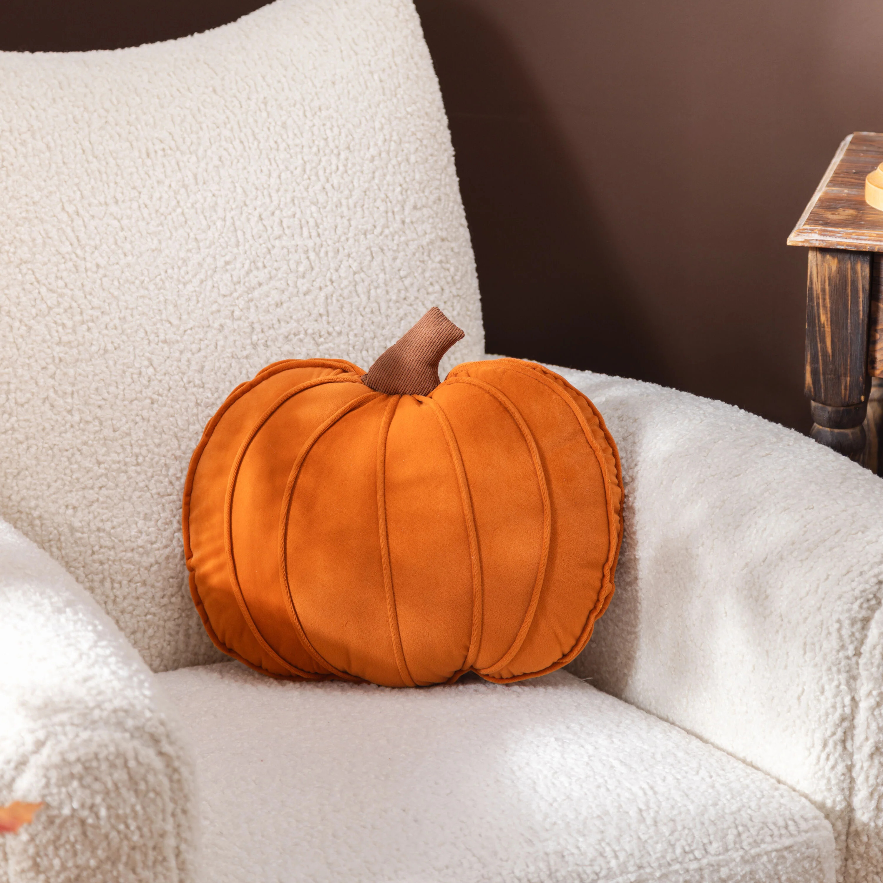 Harvest Blossom Throw Pillow Shaped Pumpkin, 15" x 13" | Plow & Hearth