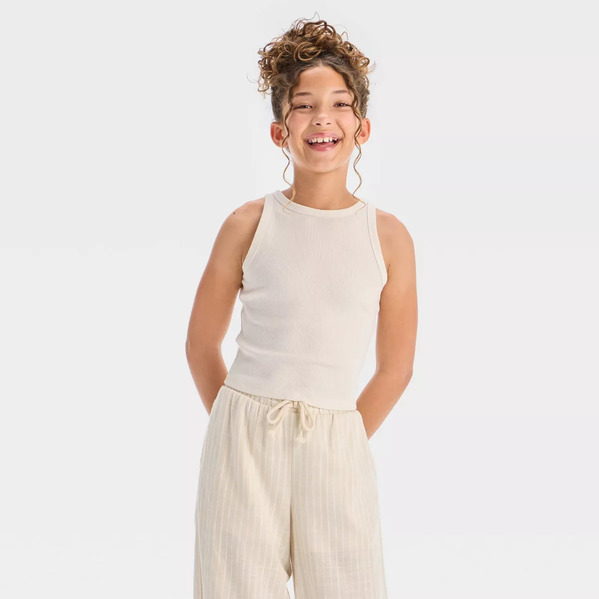 Girls' High Neck Tank Top - art class™ Blue L | Target