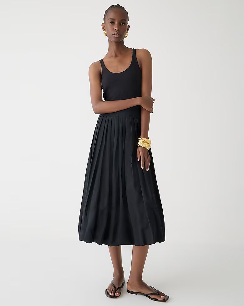 Shop this looktop rated4.2(13 REVIEWS)Fitted tank dress with poplin bubble skirt$128.00BlackSelec... | J.Crew US