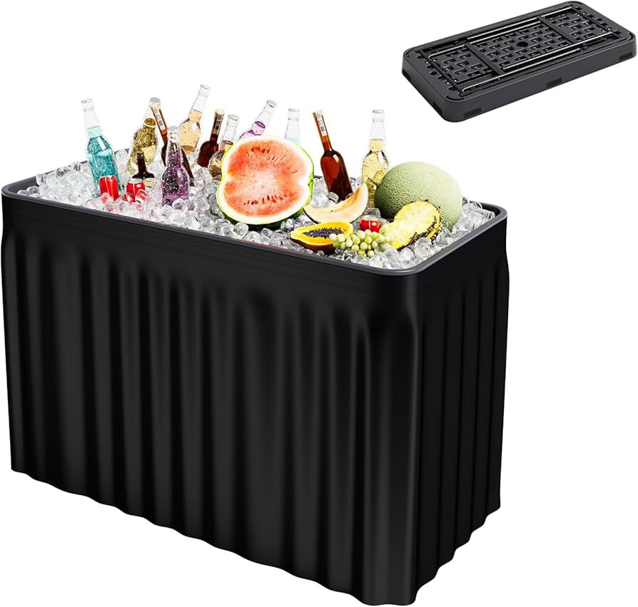 S AFSTAR 4 Foot Ice Tables for Parties with Drain, Folding Cooler Table Outdoor with Foldable Buc... | Amazon (US)