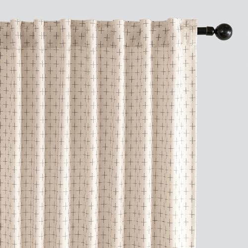 MIULEE Decorative Back Tab Linen Curtains with Geometric Pattern for Living Room Bedroom Farmhous... | Amazon (US)