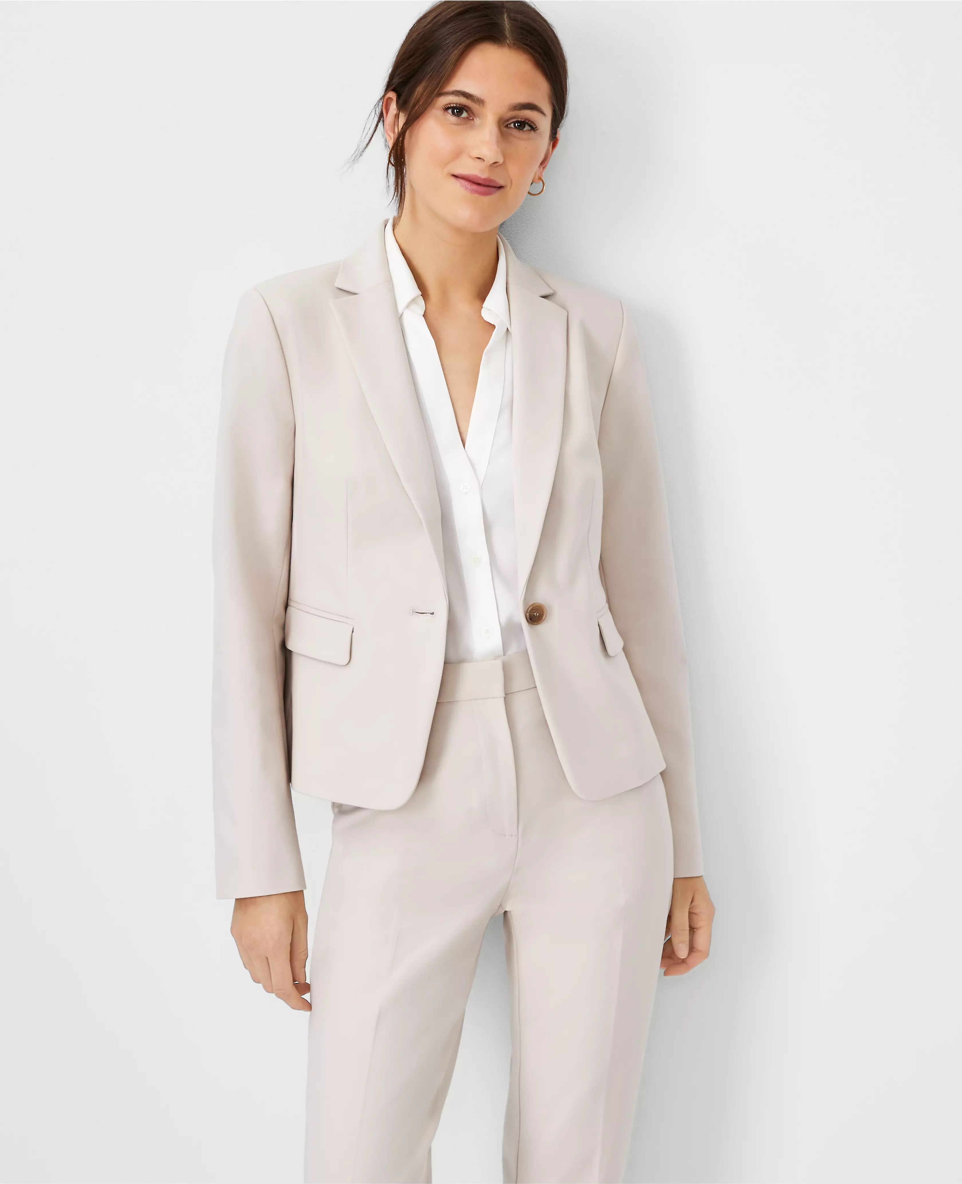 The Petite One Button Blazer in Stretch Cotton | Ann Taylor (US)