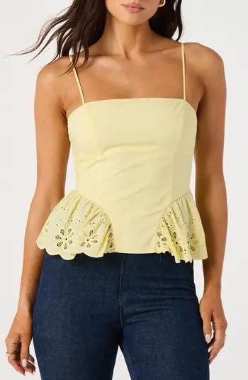 ASTR the Label Teale Eyelet Cotton Peplum Top | Nordstrom | Nordstrom