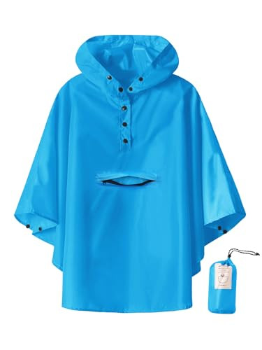 SaphiRose Lightweight Kids Rain Poncho Jacket Waterproof Outwear Rain Coat Blue Medium | Amazon (US)