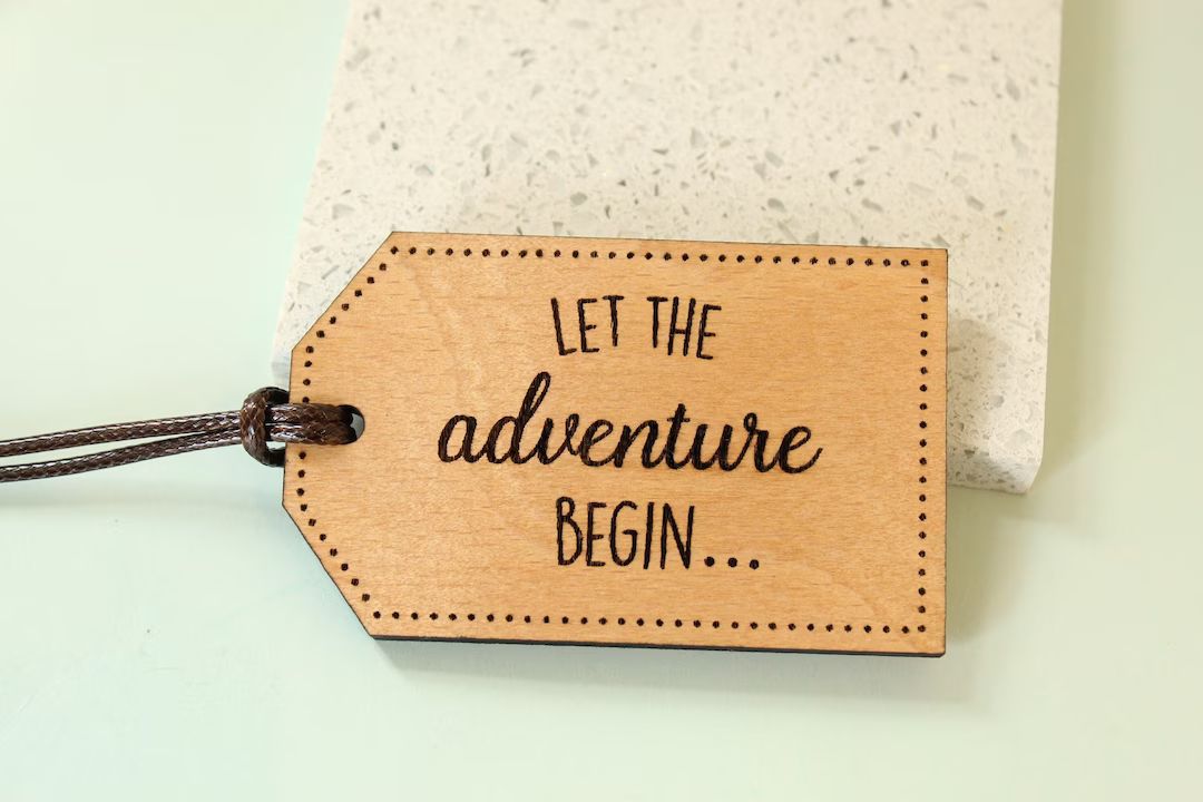 Wooden Luggage Tag, Personalised Wooden Tag, Let The Adventure Begin, Travel Gift, Adventure Gift... | Etsy (US)