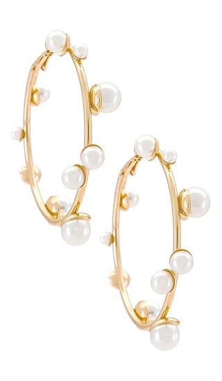 Pearl Hoop Earrings in Gold | Revolve Clothing (Global)