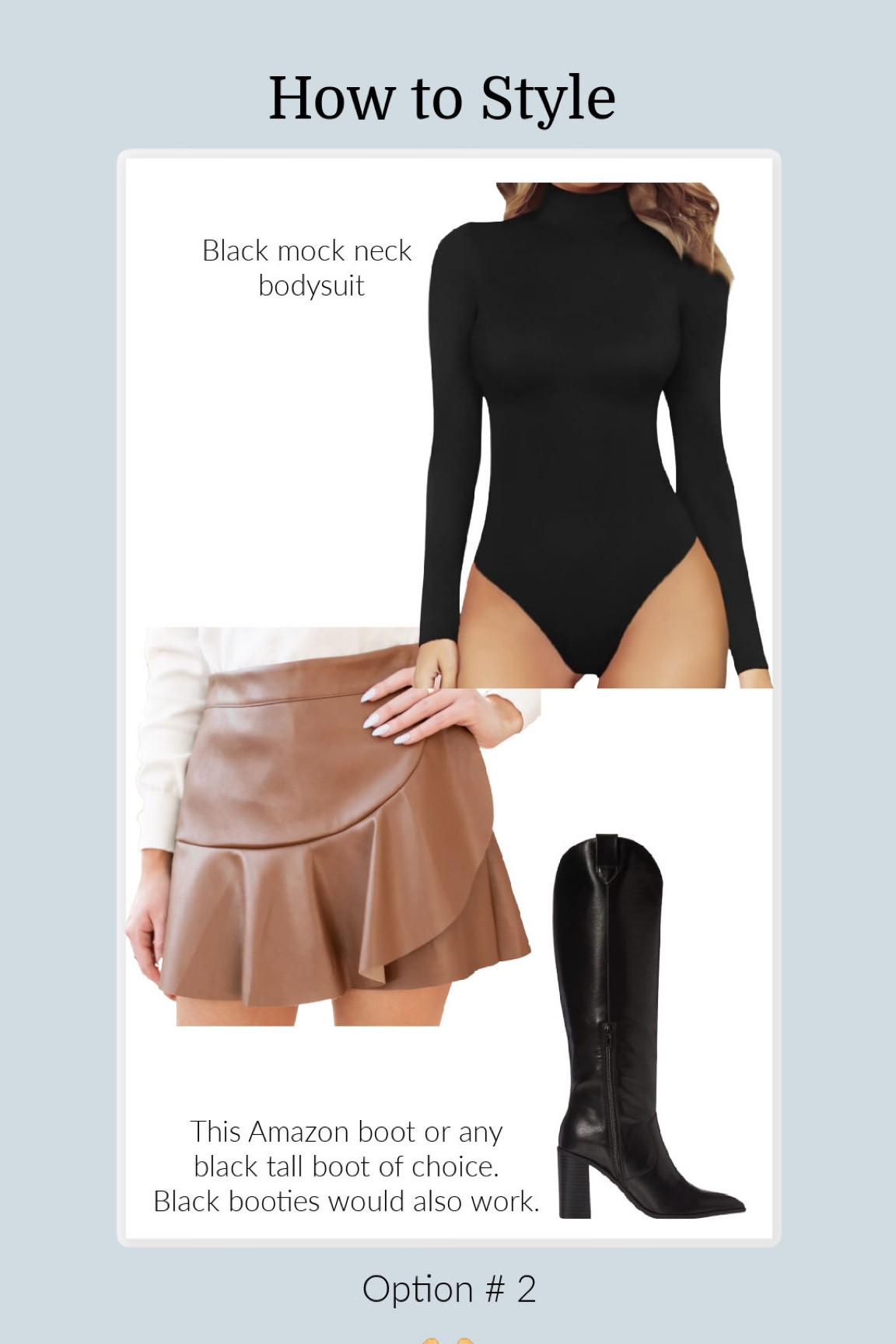 #bodysuit #mockneck #mockneckbodysuit #leatherskirt #fauxleather #fauxleatherskirt #boots #blackboots #cowboyboots #amazonfashion #amazonfind #fall #falloutfits #falloutfitinspo #falloutfit 

#LTKstyletip #LTKunder50 #LTKunder100