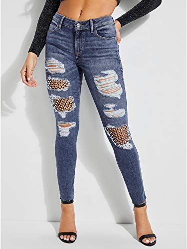 GUESS Women's Sexy Curve Jean with Pearl Fishnet | Amazon (US)