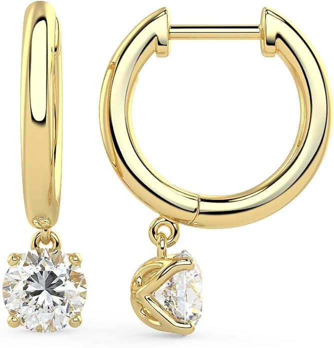 1/2 to 4 Carat Lab Grown Diamond Huggie Hoop Earrings for Women I 14k Gold Earrings (G-H, VS1-VS2... | Amazon (US)