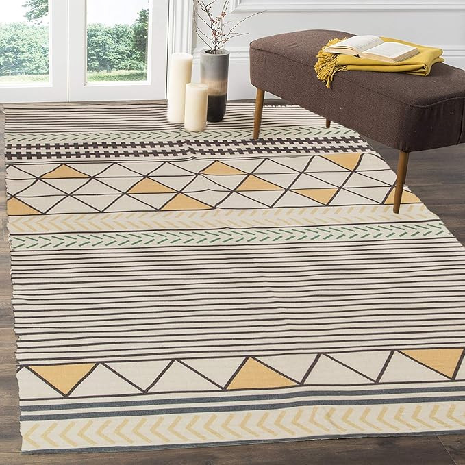 HEBE Large Cotton Rug 4'x6' Washable Modern Handmade Flat Woven Cotton Area Rugs for Living Room,... | Amazon (US)