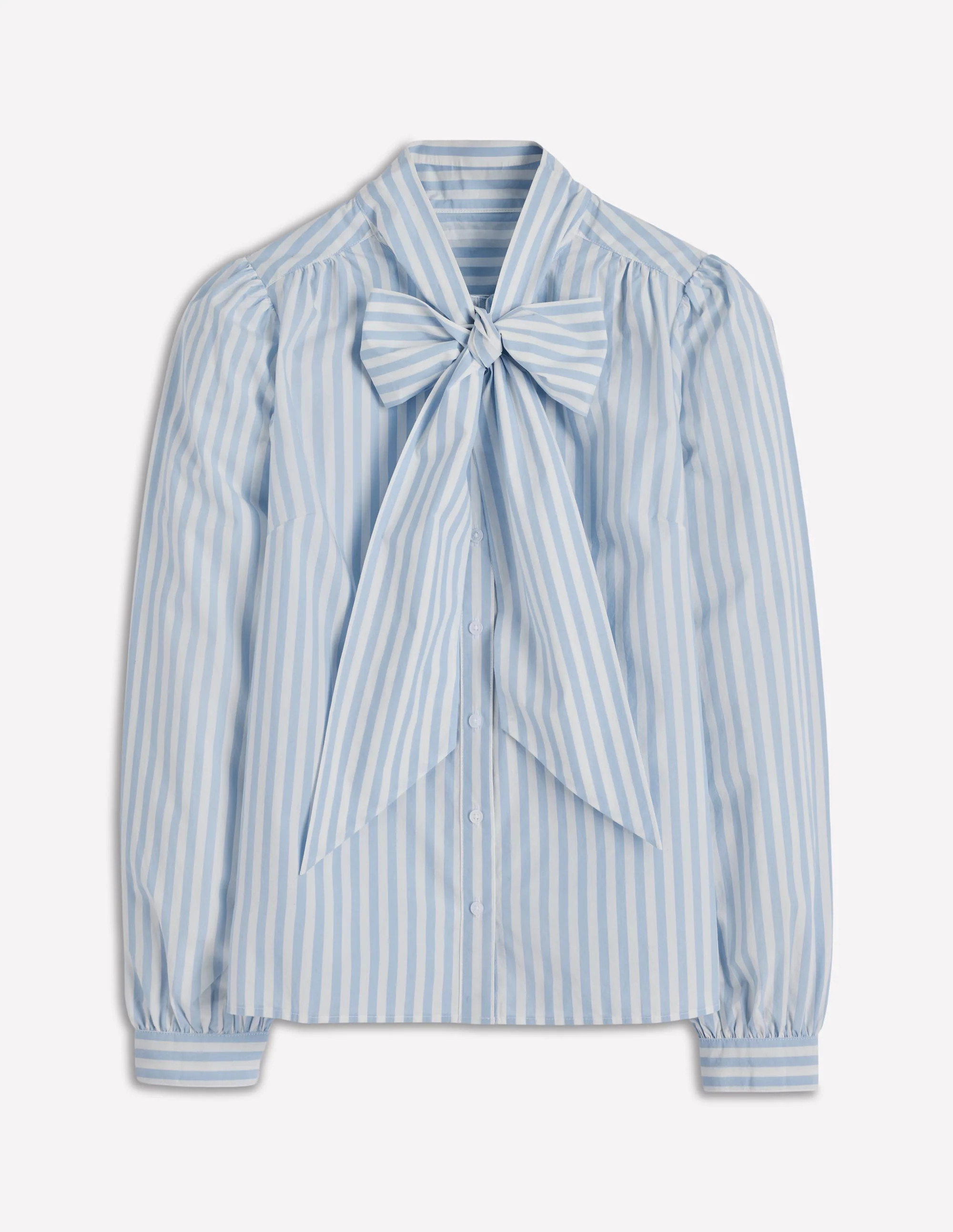 Tie Neck Top-Glacier Blue and Ivory Stripe | Boden (US)