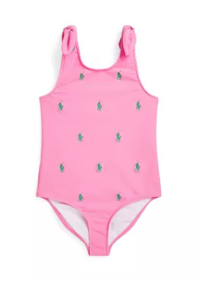 Ralph Lauren Childrenswear Girls 2-6x Polo Pony One Piece Swimsuit, Pink, 3 | Belk