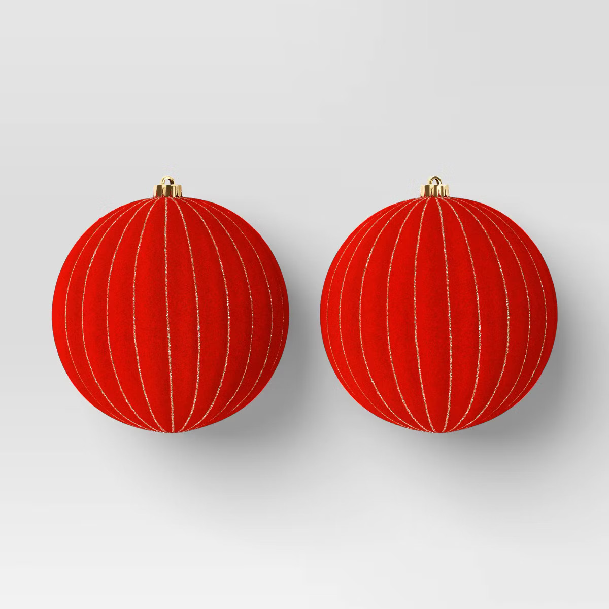 2ct Christmas 200mm Flocked Ribbed Glitter Ornament Set Red - Wondershop™ | Target