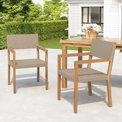 Syemin Outdoor Dining Chairs Set of Two, Modern Design for Patio and Garden, Brown, 22"*25.25"*34.5" | Target