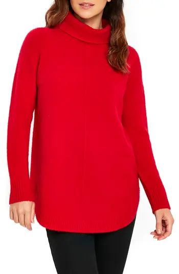 Women's Wallis Compact Curve Hem Turtleneck Sweater, Size Medium - Red | Nordstrom