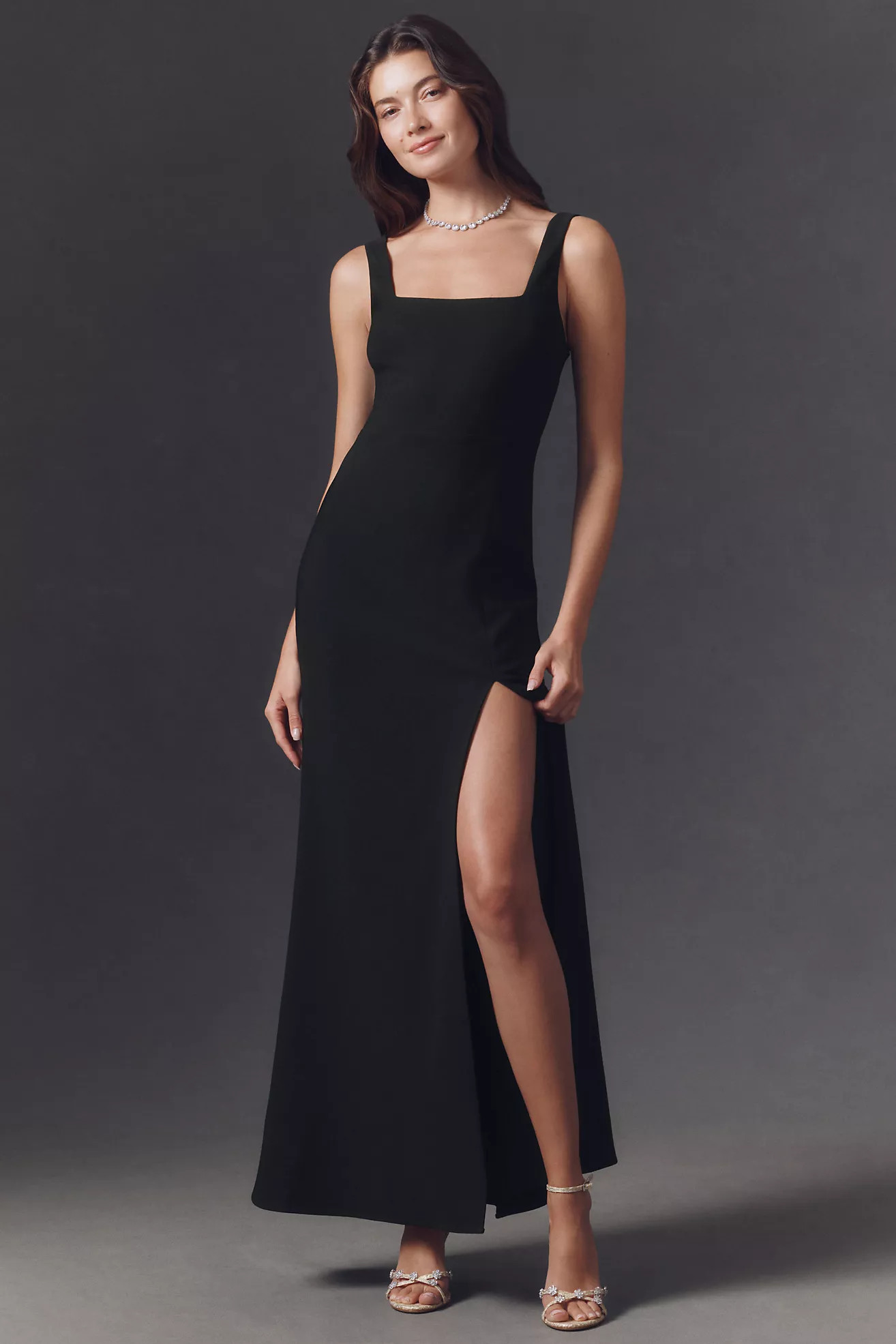 BHLDN Blake Square-Neck Stretch Crepe Maxi Dress | Anthropologie (US)