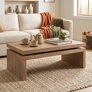 2-Tier Wooden Coffee Table for Living Room, Living Room Table Rectangular Center Table, Cocktail ... | Amazon (US)