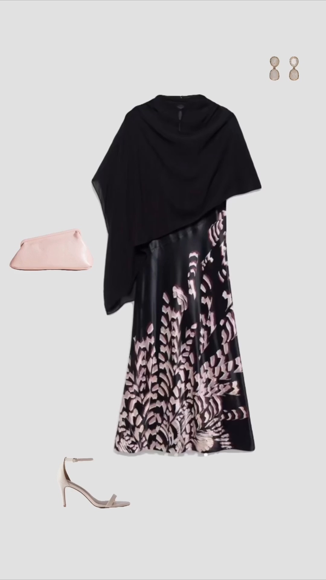 Black Satin Printed Cape Detail Maxi Dress, Pink Clutch Bag & Strappy Cream High Heels Autumn Wedding Guest Outfit 💒

• September wedding guest October wedding November December wedding occasionwear evening gown charity gala dress party outfits Christmas outfit uk 2026 women’s wedding guest dresses •

#LTKautumn #LTKwedding #LTKpartywear