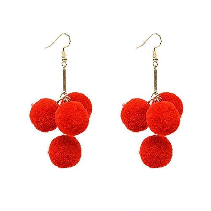 VJUKUB Winter Pom Pom Ball Drops Earrings Jewelry Women Dangle Earrings Korean Fashion | Amazon (US)