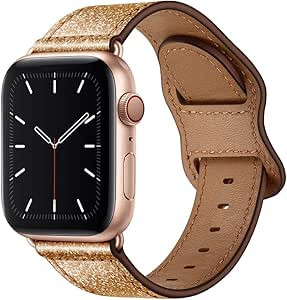 KYISGOS Compatible with iWatch Band 41mm 40mm 38mm 45mm 44mm 42mm, Genuine Leather Band Strap Com... | Amazon (US)