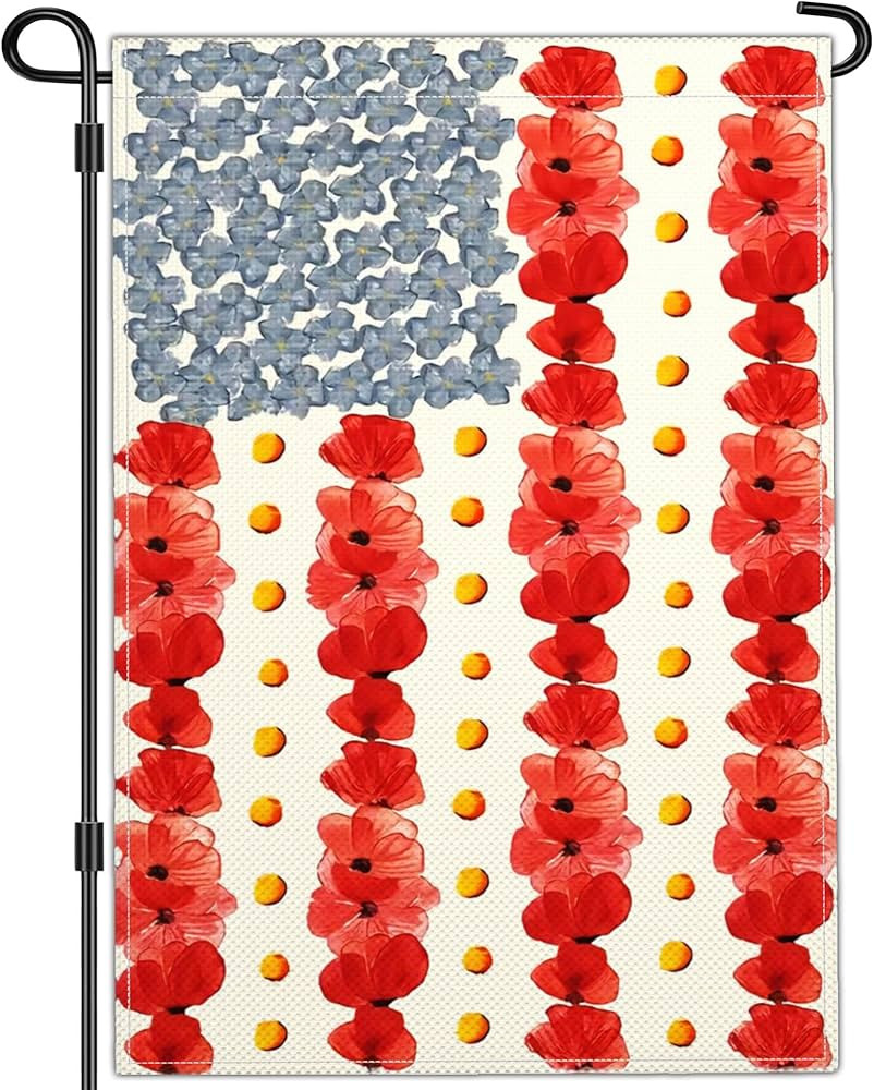 Myosotis Poppy Memorial Day Patriotic Amercian Garden Flag Funny 4th of July Yard Flags for Outsi... | Amazon (US)