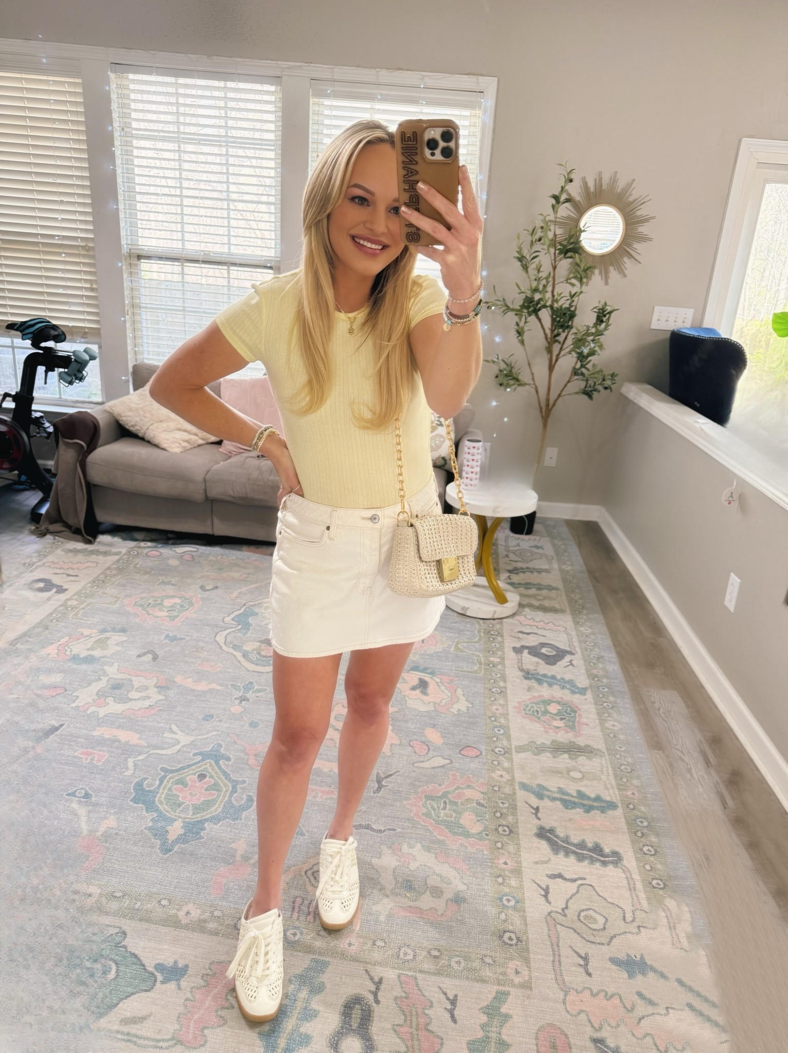 Spring outfit, white denim skirt, white mini skirt, spring vacation outfit, casual spring outfits 

#LTKSaleAlert #LTKootd #LTKTravel