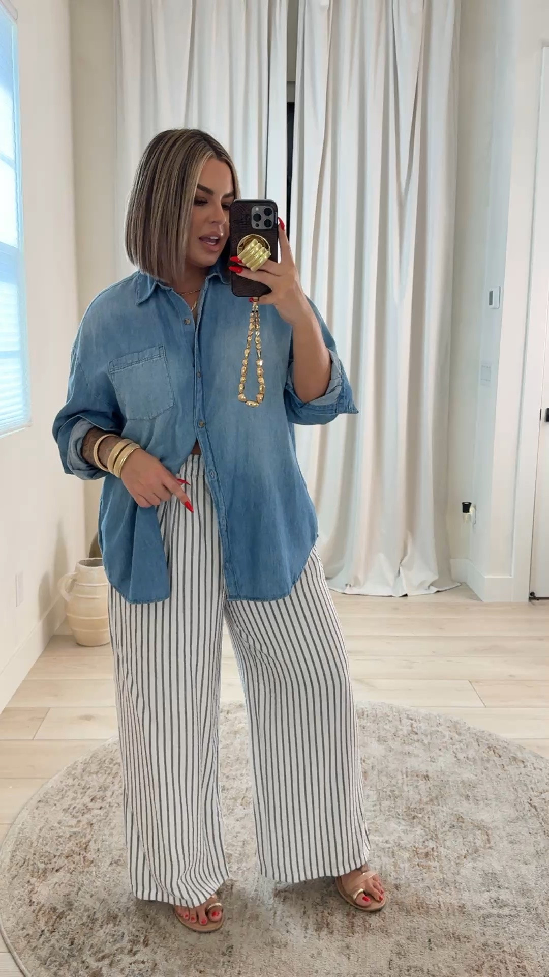 Top xl
Pants xl 
Linked similar sandals mine are old