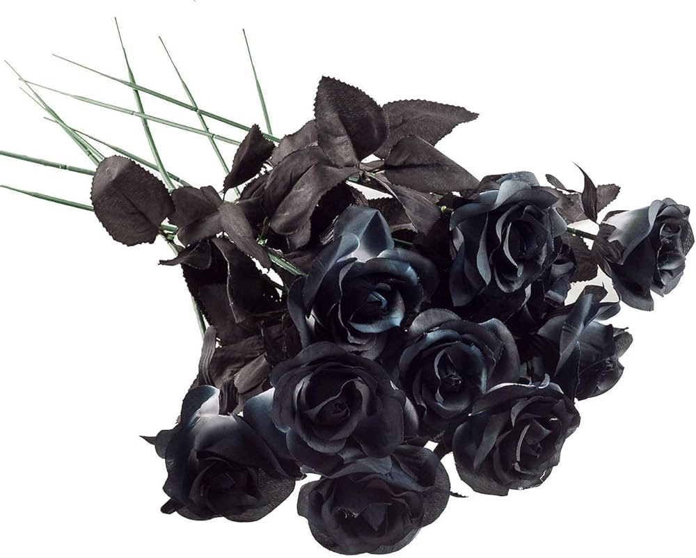 Yebazy 10pack Black Artificial Silk Roses Flowers Fake Silk Rose Bouquets for Wedding Party Home ... | Amazon (US)