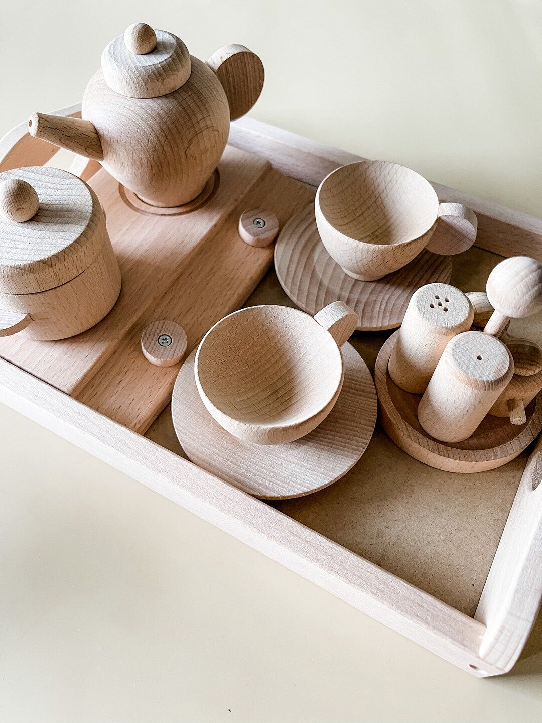 Montessori Wooden Handmade Kitchen Pretend Play Set 22 Pc - Etsy | Etsy (US)