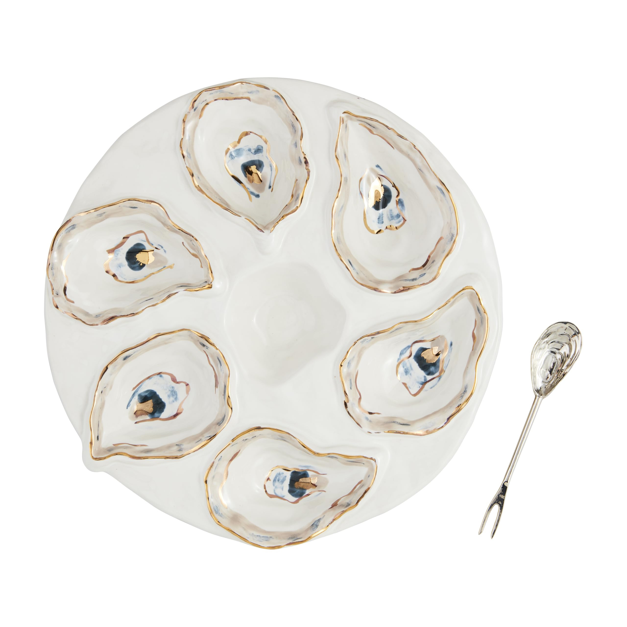 Mud Pie Oyster Server Set; server 10 1/2" dia | spoon 5 1/2" | Amazon (US)