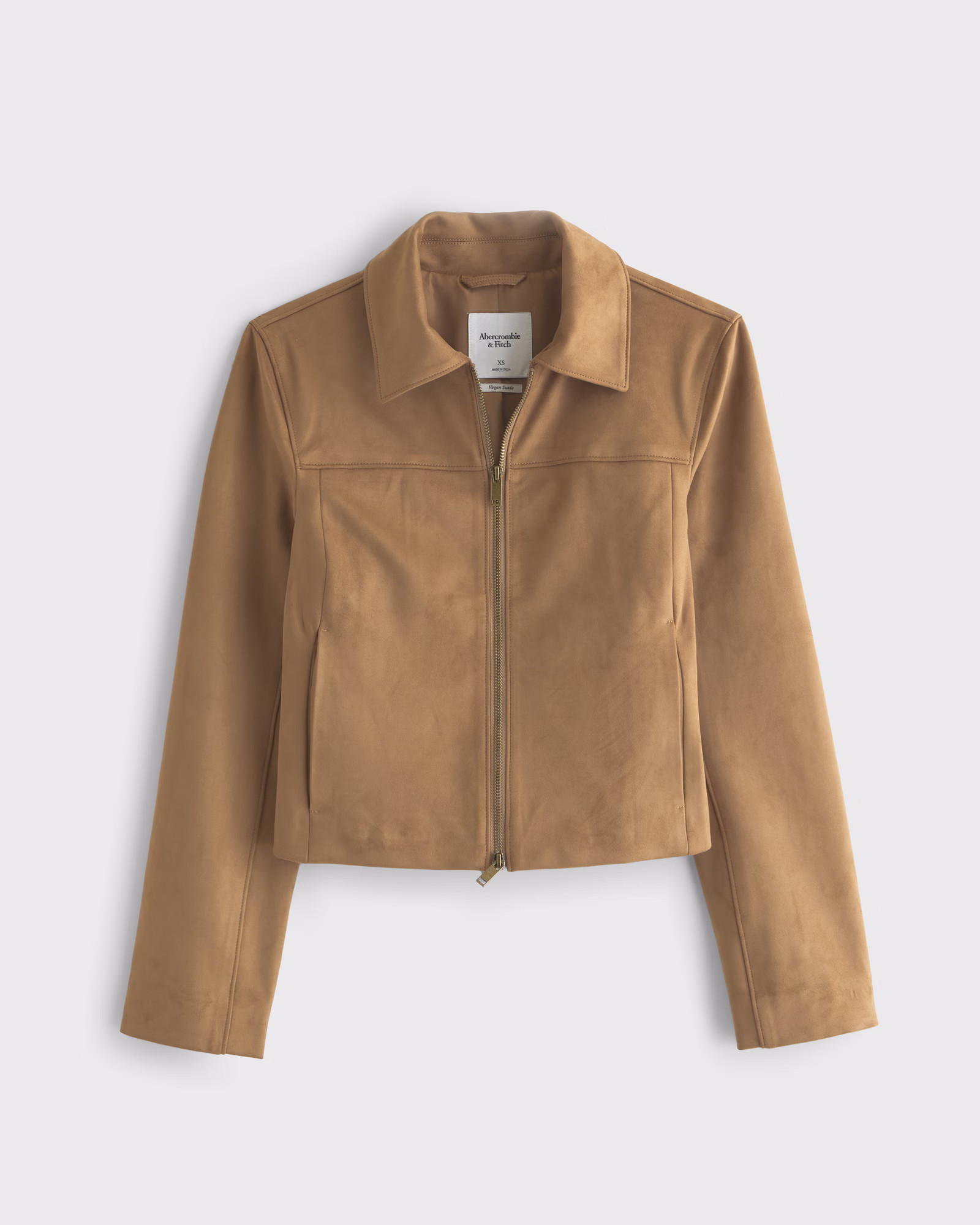 Slim Zip Vegan Suede Jacket | Abercrombie & Fitch (US)