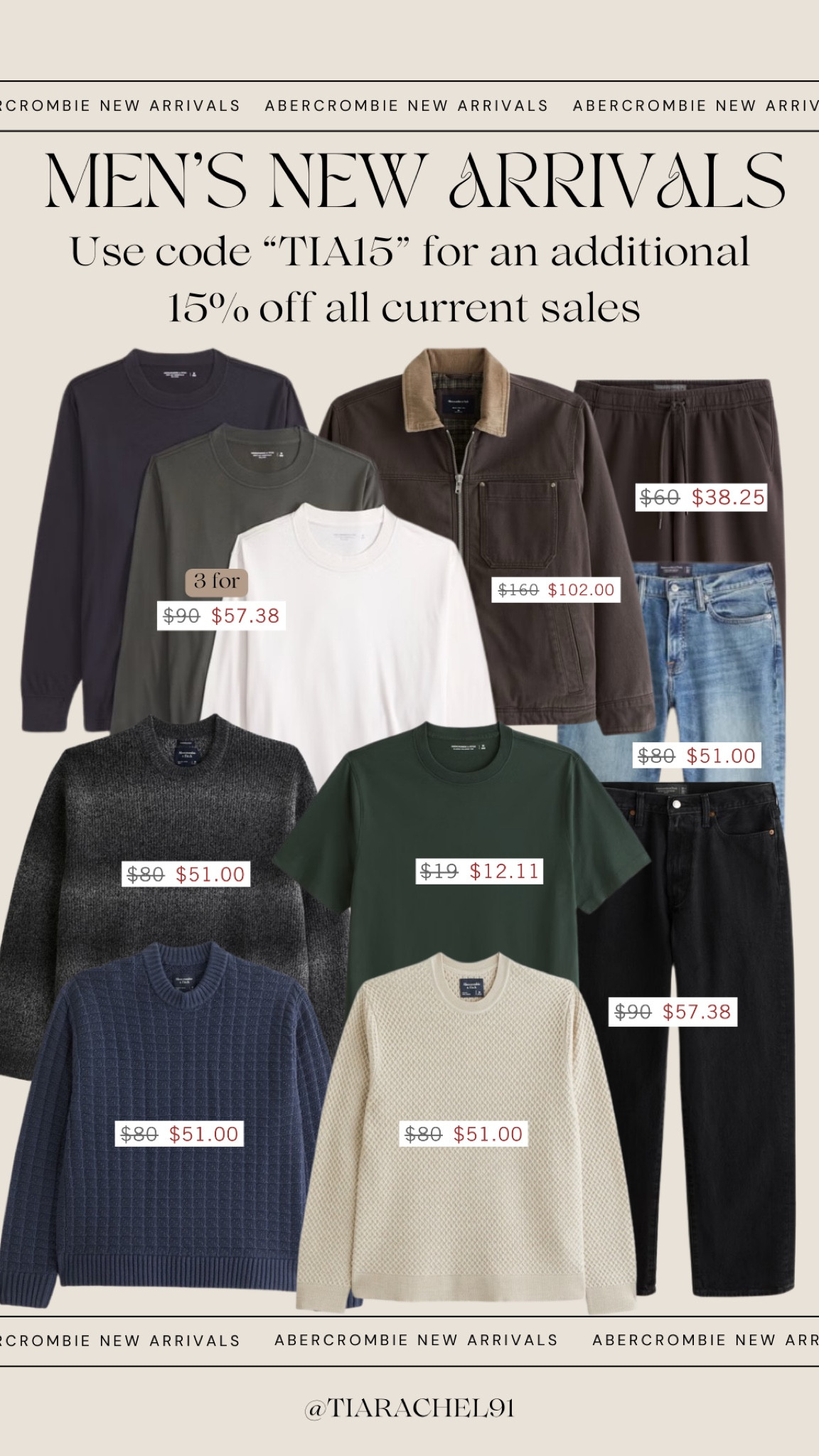 My code “TIA15” is still active for an additional 15% off at Abercrombie! Men’s clothes included! 

#LTKCyberWeek #LTKGiftGuide #LTKMens