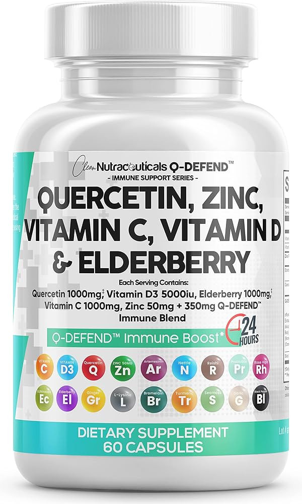 Quercetin 1000mg Zinc 50mg Vitamin C 1000mg Vitamin D 5000 IU Bromelain Elderberry - Lung Immune ... | Amazon (US)