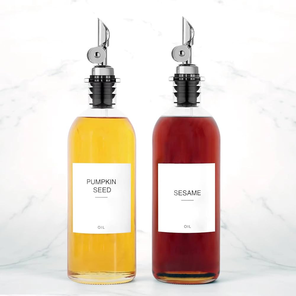 HomeFeel Olive Oil Dispenser Bottle for Kitchen with 72 Labels, Coffee Syrup Dispenser with 304 S... | Amazon (US)