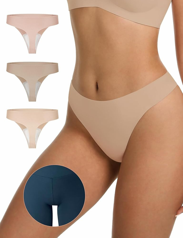 LUCKMEEY Cotton Thongs for Women Seamless Thongs for Women No Show Thong Panty Liners Workout G-S... | Amazon (US)