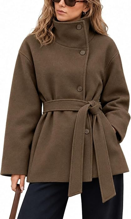 Women's Winter Coat Casual Notch Lapel Peacoat | Amazon (US)