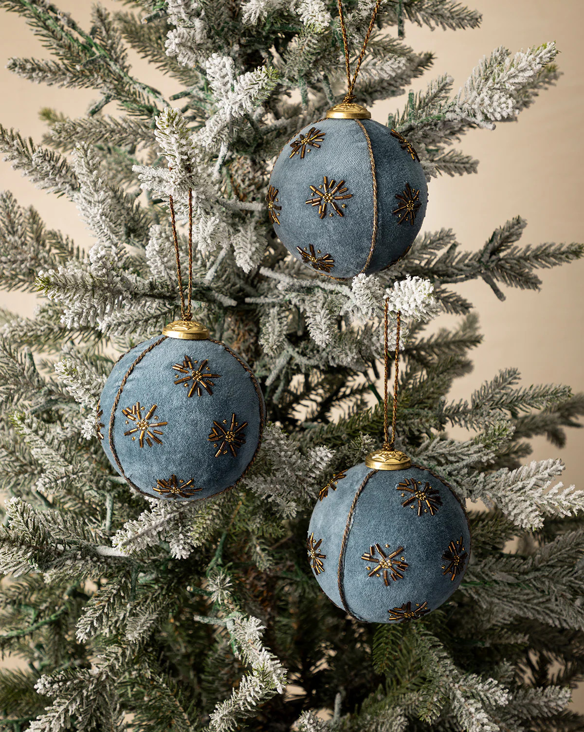4" Embroidered Velvet Baubles (Set of 3) | McGee & Co. (US)