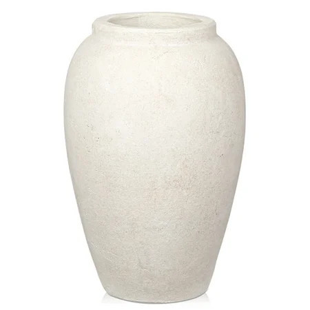 10" Handmade Terracotta White Vase Vintage Rustic Stoneware Ceramic Vases with Matte Textured for Home Decoration | Walmart (US)