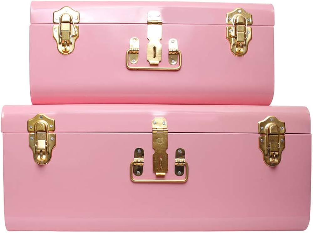 American Atelier Trunks | Set of 2 | Pink | Vintage Style Storage with Gold Finish Hardware | Spa... | Amazon (US)
