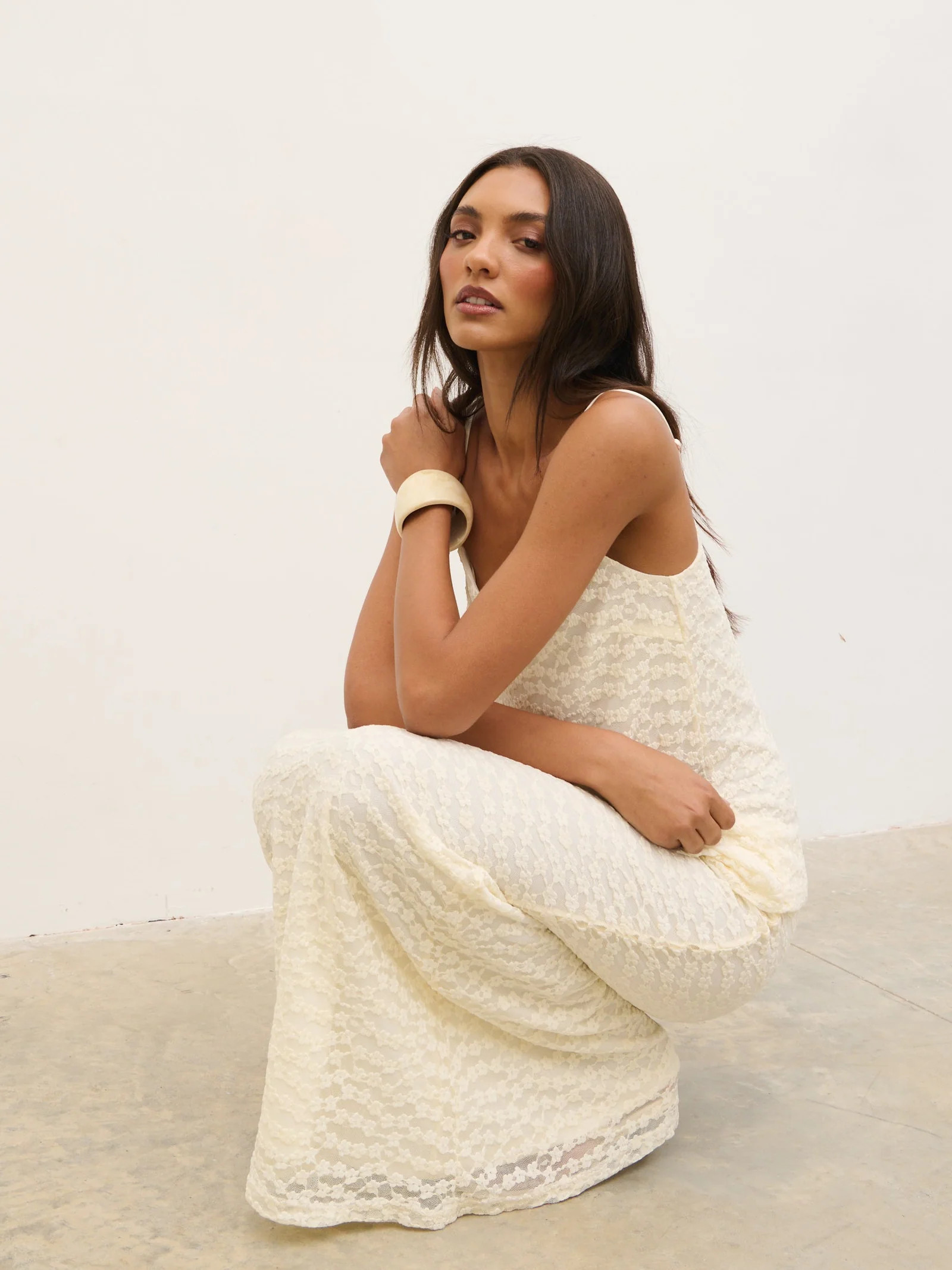 Talia Floral Maxi Skirt - Cream | Pretty Lavish (UK)