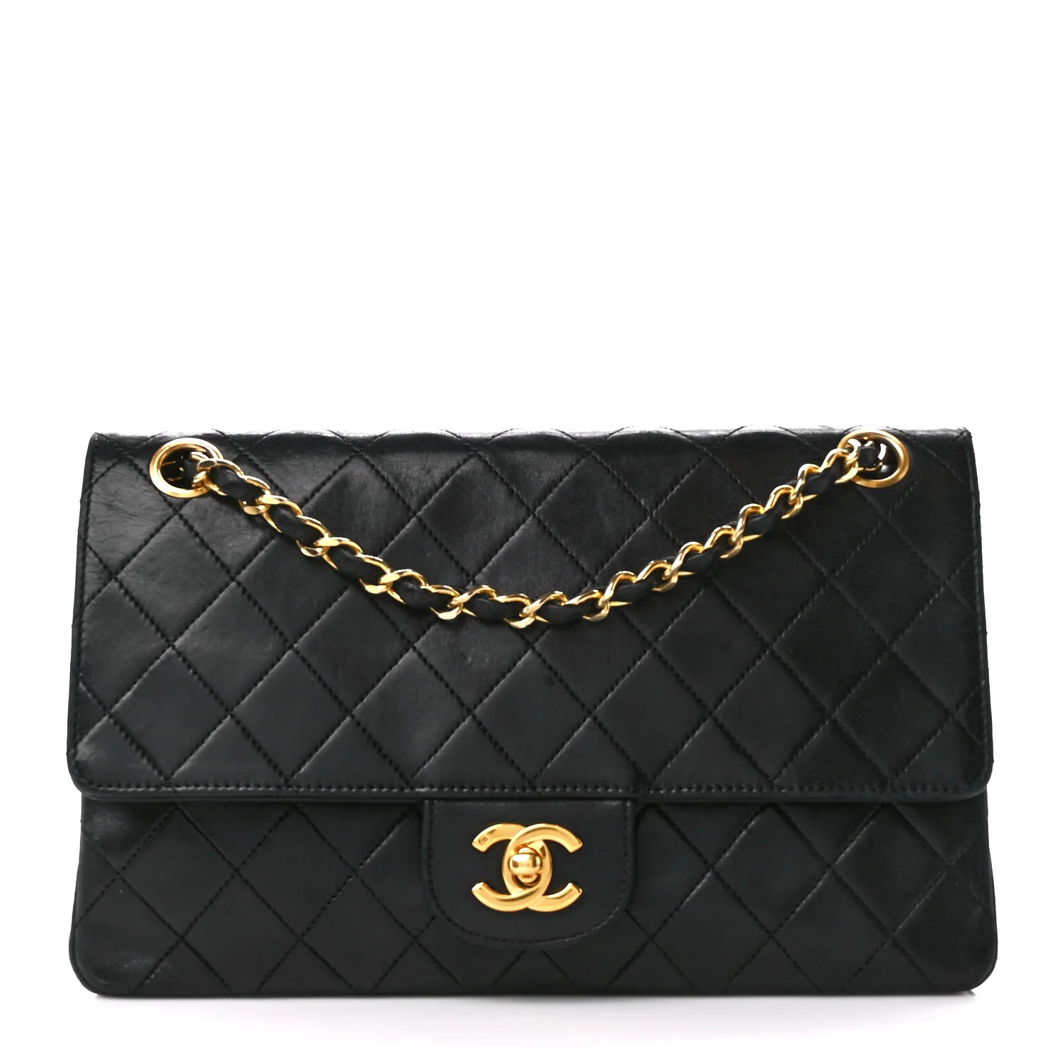 Lambskin Quilted Medium Double Flap Black | FASHIONPHILE (US)