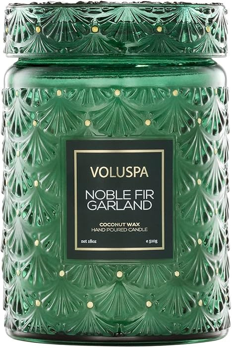 Voluspa Noble Fir Garland, Large Candle Jar, 18oz, Coconut Wax Blend, Christmas Scented Candles f... | Amazon (US)
