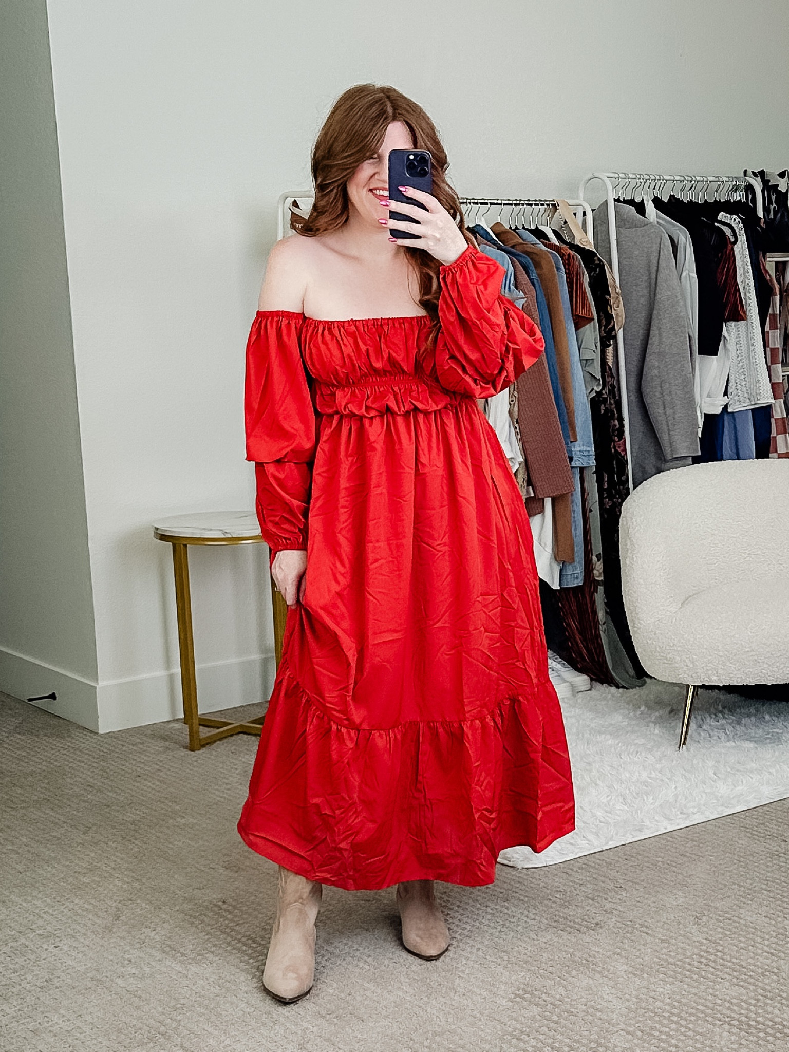 Always love an off the shoulder dress! Runs big size down. 

Fall dress. Maxi dress. 

#LTKstyletip #LTKmidsize #LTKfindsunder50