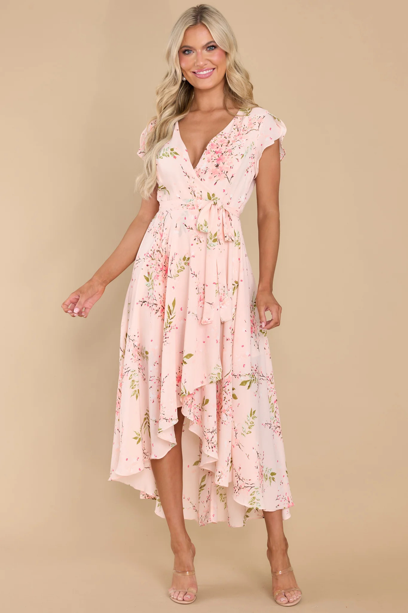 Marvelous Charm Blush Floral Print Maxi Dress | Red Dress 