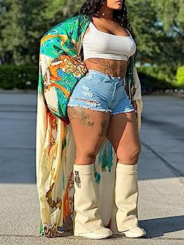 Vakkest Women's Floral Print Kimono Cardigan Boho One Size Long Open Front Robe Cover Ups Dress F... | Amazon (US)