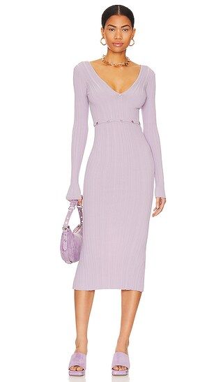 Delaire Button Off Midi Dress in Dusty Purple | Revolve Clothing (Global)